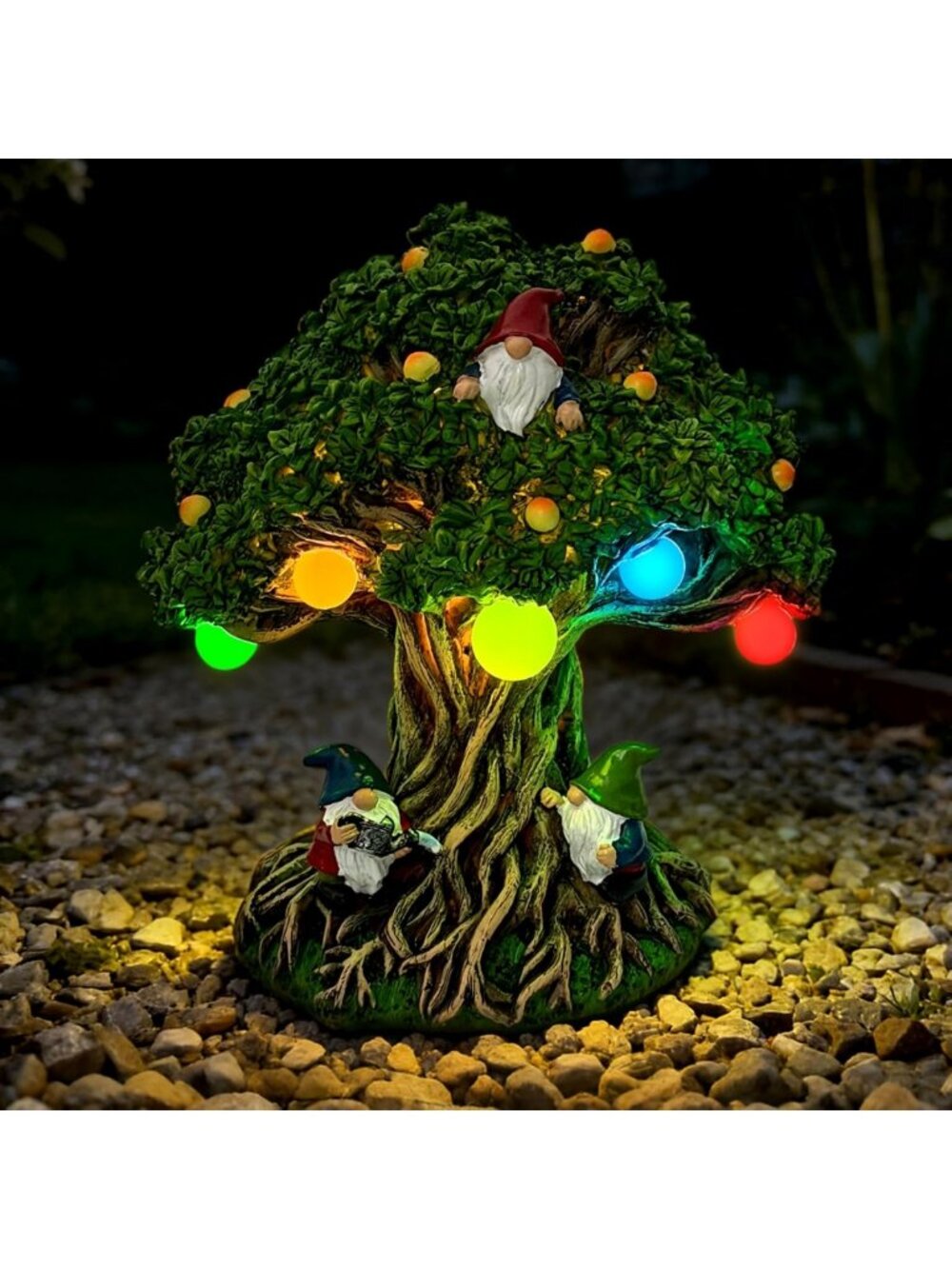 Solar Outdoor Garden Gnome Statue - Waterproof Yard Art for Patio & Lawn Decor